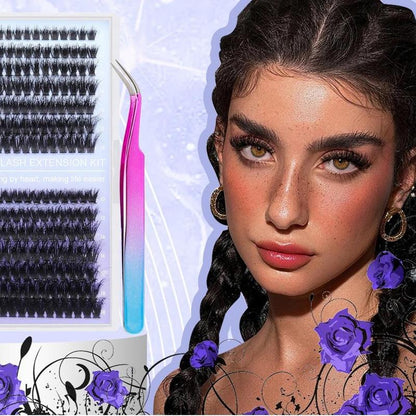 Anbanglin DIY Cluster Lashes 280Pcs Voluminous D-Curl Invisible Band Waterproof Long-Lasting Easy Application Eyelashes Extensins for Flawlesso Makeup Thick Volume Diy