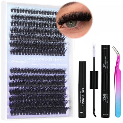 Anbanglin DIY Cluster Lashes 280Pcs Voluminous D-Curl Invisible Band Waterproof Long-Lasting Easy Application Eyelashes Extensins for Flawlesso Makeup Thick Volume Diy